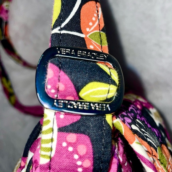 VERA BRADLEY CROSSBODY PINK PURPLE BLACK FLORAL PURSE 10x8x3 - Picture 10 of 14